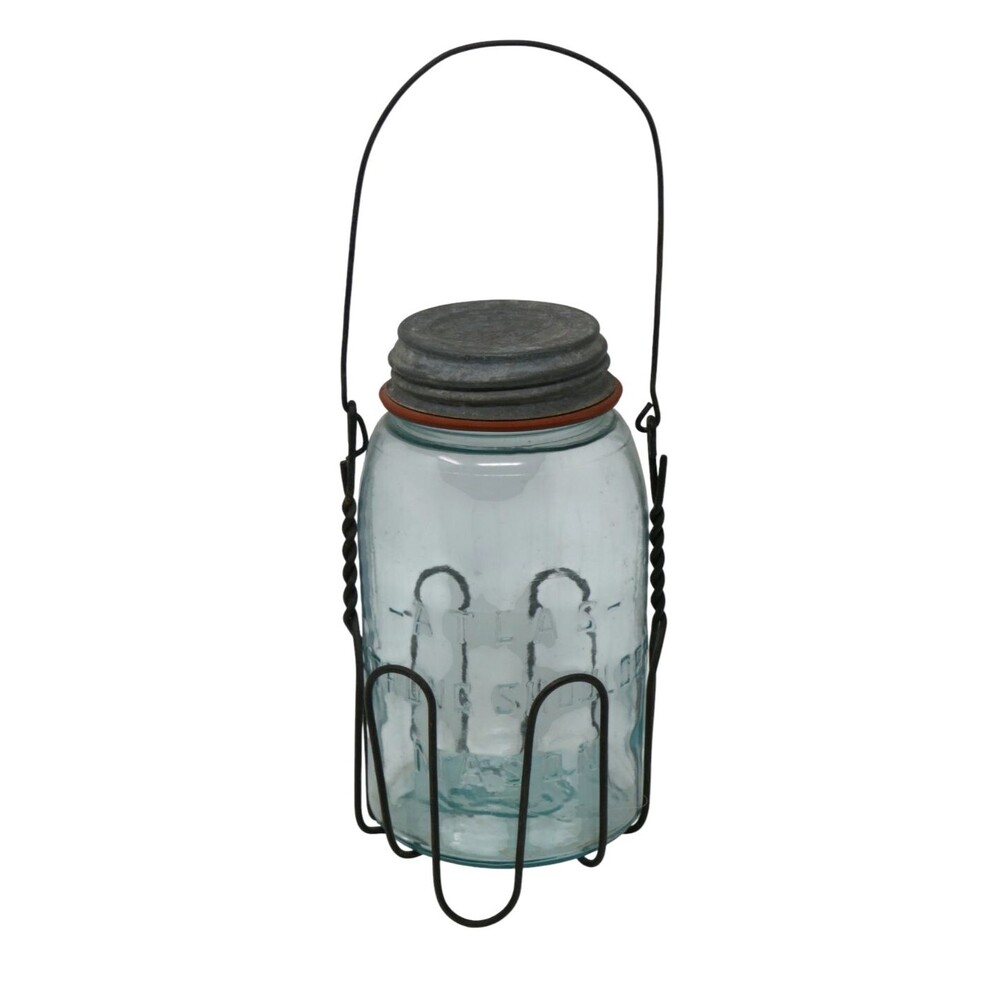 Atlas Strong Shoulder Mason Jar with Ball Lid & Wire Carry Basket